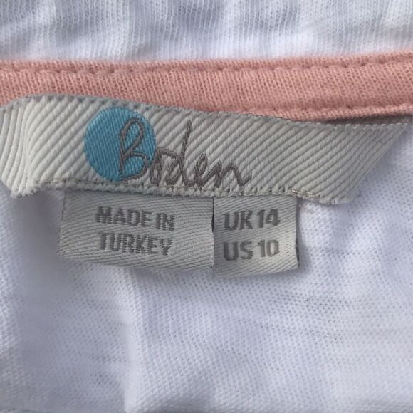 BODEN WHITE V-NECK TOP T-SHIRT TUNIC BLOUSE  EMBROIDERY BOHO US WOMEN’S SIZE 10 - Picture 5 of 6